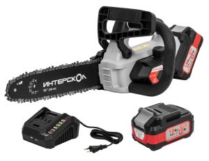 Аккумуляторная цепная пила ИНТЕРСКОЛ ПЦА-12/36В, 36 В, 30 см, 11 м/с, с 2 АКБ 2 Ач и ЗУ (824.2.2.70)