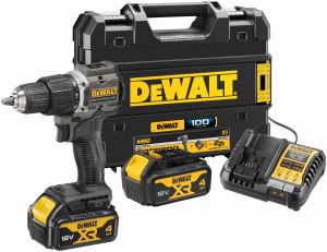 Ударная дрель-шуруповерт DEWALT DCD100M2T, 18 В, 1650 об/мин, 28050 уд/мин, с 2 АКБ 4 Ач и ЗУ, в кейсе TSTAK (DCD100M2T-QW)
