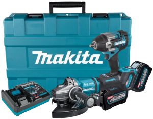 Аккумуляторный набор Makita, 40 В: гайковерт TW007 + угловая шлифмашина GA038, с 2 АКБ 5 Ач и ЗУ, в кейсе