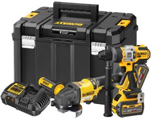Набор DEWALT: аккумуляторная дрель-шуруповерт DCD999, 18 В и угловая шлифмашина DCG418, 54 В, c 2 АКБ 6 Ач и ЗУ, в кейсе TSTAK, DCK2016T2T