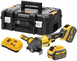 Аккумуляторная угловая шлифмашина DEWALT DCG418T2, 54 В, 125 мм, 9000 об/мин, с 2 АКБ 2 Ач и ЗУ, в кейсе TSTAK