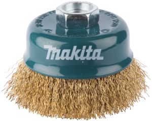 Щетка проволочная чашечная Makita (d75 мм, толщ. проволоки 0.3 мм, гофрированная, латунь, M14x2), D-39768