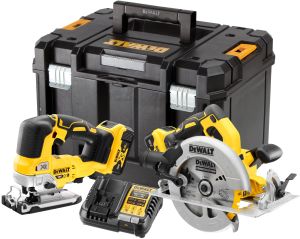 Аккумуляторный набор DEWALT DCK2012P2T, 18 В: дисковая пила DCS570 + лобзик DCS334, с 2 АКБ 5 Ач и ЗУ, в кейсе TSTAK (DCK2012P2T-QW)
