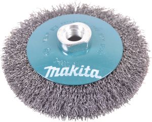 Щетка проволочная конусная Makita (d115 мм, толщ. проволоки 0.5 мм, гофрированная, металл, M14x2), D-39849