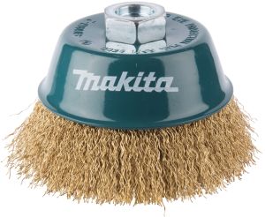 Щетка проволочная чашечная Makita (d100 мм, толщ. проволоки 0.3 мм, гофрированная, латунь, M14x2), D-39805
