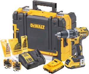 Ударная дрель-шуруповерт DEWALT DCK796D2T, 18 В, 2000 об/мин, 34000 уд/мин, с 2 АКБ 2 Ач, ЗУ и набором оснастки, в кейсе TSTAK
