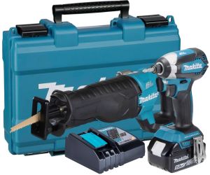 Аккумуляторный набор Makita 18 В: сабельная пила DJR187 + шуруповерт DTD153, с АКБ 5 Ач и ЗУ, в кейсе