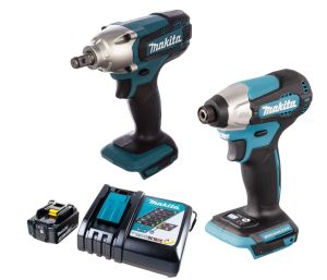 Набор электроинструмента Makita PT1465 18 В: гайковерт DTW190Z + шуруповерт DTD157Z, с АКБ 3 Ач и ЗУ