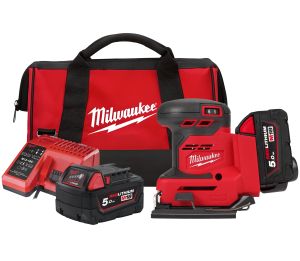 Аккумуляторная шлифмашина Milwaukee M18 BQSS-502B, 18 В, 13000 об/мин, с 2 АКБ 5 Ач и ЗУ, в кейсе, 4933479967