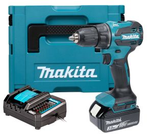 Аккумуляторная ударная дрель-шуруповерт Makita DHP490F005, 18 В, 1900 об/мин, 28500 уд/мин, с АКБ 3 Ач и ЗУ, в кейсе MakPac