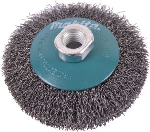 Щетка проволочная конусная Makita (d100 мм, толщ. проволоки 0.3 мм, гофрированная, металл, M14x2), D-39827