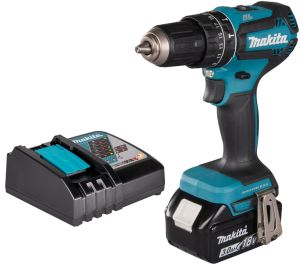 Аккумуляторная ударная дрель-шуруповерт Makita DHP485, 18 В, 1900 об/мин, 28500 уд/мин, с АКБ 3 Ач и ЗУ (DHP485P1Z)