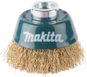 Щетка проволочная чашечная Makita (d60 мм, толщ. проволоки 0.3 мм, гофрированная, латунь, M14x2), D-39746