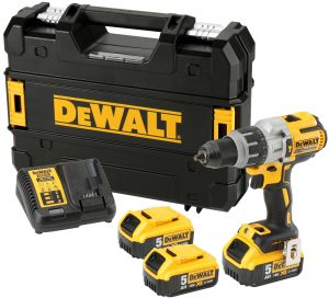 Дрель-шуруповерт DEWALT DCD996P3, 18 В, 2250 об/мин, 38250 уд/мин, с 3 АКБ 5 Ач и ЗУ, в кейсе TSTAK (DCD996P3-QW)
