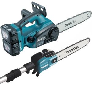 Аккумуляторный набор садовой техники Makita, 18 В: цепная пила DUC302 + высоторез-сучкорез DUA301, с 2 АКБ 3 Ач и ЗУ