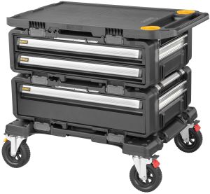 Модульная рабочая станция DEWALT TOUGHSYSTEM DXL DWST60520-1: 2 ящика для инструмента + рабочая поверхность, на колесной базе