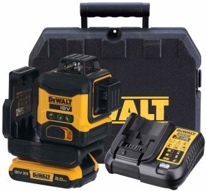 Аккумуляторный лазерный нивелир DEWALT DCLE34031D1, 18 В, зеленый луч, 40 м, с АКБ 2 Ач и ЗУ, в кейсе (DCLE34031D1-QW)