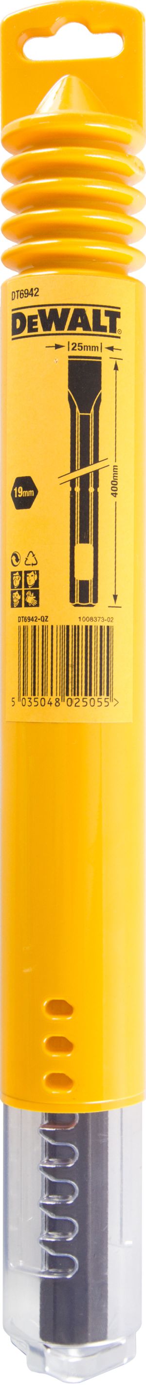 Зубило плоское DEWALT DT6942, 19 мм, HEX, 400 x 25 мм