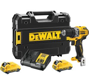 Аккумуляторная дрель-шуруповерт DEWALT DCD701D2, 12 В, 1500 об/мин, с 2 АКБ 2 Ач и ЗУ, в кейсе TSTAK (DCD701D2-QW)