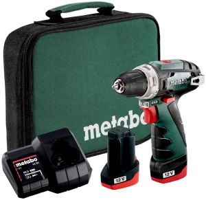 Аккумуляторная дрель-шуруповерт Metabo PowerMaxx BS, 12 В, 1400 об/мин, с 2 АКБ 2 Ач и ЗУ, в сумке (600079550)