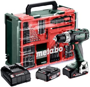 Аккумуляторная дрель-шуруповерт Metabo BS 18 L, 18 В, 1850 об/мин, с 2 АКБ 2 Ач, ЗУ и набором оснастки, в кейсе (614051710)