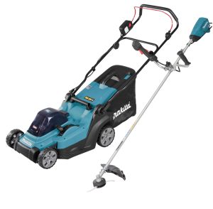 Аккумуляторный набор садовой техники Makita, 40 В: газонокосилка LM003 + триммер UR016, с АКБ 4 Ач и ЗУ