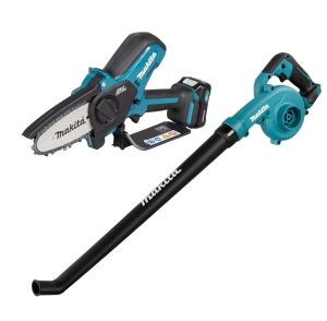 Аккумуляторный набор садовой техники Makita, 12 В: цепная пила UC100 + воздуходув UB101, с АКБ 2 Ач и ЗУ