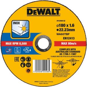 Круг отрезной, высокий ресурс 180x22.2x1.6мм тип 41 DEWALT DT43908