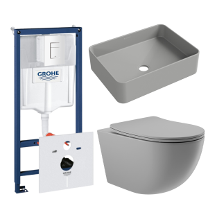 Комплект инсталляции GROHE Rapid SL 38772SH0 с унитазом Aqueduto OVO OVOT2130 и раковиной Aqueduto ESPIRAL ESP0430 (NW0649)