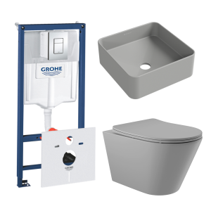 Комплект инсталляции GROHE Rapid SL 38775001 с унитазом Aqueduto CONE CONT2130 и раковиной Aqueduto ESPIRAL ESP0330 (NW0563)