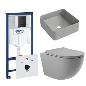 Комплект инсталляции GROHE Solido 38811KF0 с унитазом Aqueduto OVO OVOT2130 и раковиной Aqueduto ESPIRAL ESP0330 (NW0571)