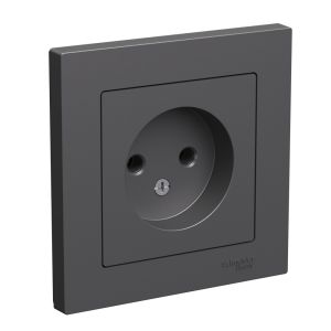 Розетка без заземления 16А Systeme Electric (Schneider Electric) Atlas Design, базальт ATN001440