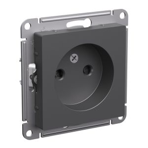 Розетка без заземления со шторками 16А Systeme Electric (Schneider Electric) Atlas Design, базальт ATN001449