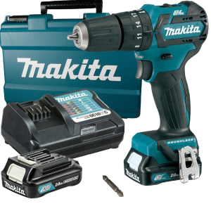 Аккумуляторная ударная дрель-шуруповерт Makita, 12 В, 35 Нм, 1500 об/мин, 22500 уд/мин, с 2 АКБ 2 Ач и ЗУ, в кейсе, HP332DWAE