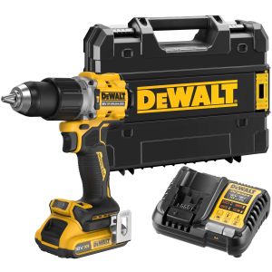 Ударная дрель-шуруповерт DEWALT DCD805D1T, 18 В, 2000 об/мин, 34000 уд/мин, с АКБ 2 Ач и ЗУ, в кейсе TSTAK (DCD805D1NT-XJ)