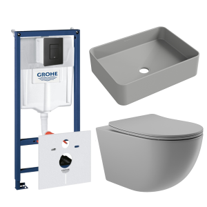 Комплект инсталляции GROHE Solido 38811KF0 с унитазом Aqueduto OVO OVOT2130 и раковиной Aqueduto ESPIRAL ESP0430 (NW0643)