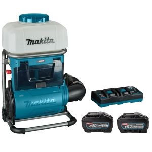 Аккумуляторный ранцевый опрыскиватель Makita, XGT 40В MAX, 64 м/с,15 л, с 2 АКБ 5 Ач и ЗУ, PM001GT202