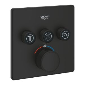 Внешняя часть термостата GROHE Grohtherm SmartControl на 3 выхода, фантомный чёрный (102167KF00)