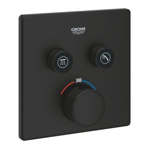 Внешняя часть термостата GROHE Grohtherm SmartControl на 2 выхода, фантомный чёрный (102166KF00)
