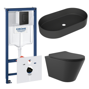 Комплект инсталляции GROHE Solido 38811KF0 с унитазом Aqueduto CONE CONT2140 и раковиной Aqueduto ESPIRAL ESP0240 (NW0620)
