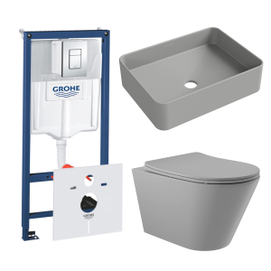 Комплект инсталляции GROHE Rapid SL 38775001 с унитазом Aqueduto CONE CONT2130 и раковиной Aqueduto ESPIRAL ESP0430 (NW0635)