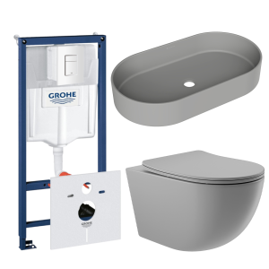 Комплект инсталляции GROHE Rapid SL 38772SH0 с унитазом Aqueduto OVO OVOT2130 и раковиной Aqueduto ESPIRAL ESP0230 (NW0625)