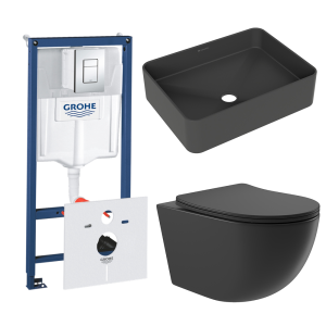 Комплект инсталляции GROHE Rapid SL 38775001 с унитазом Aqueduto OVO OVOT2140 и раковиной Aqueduto ESPIRAL ESP0440 (NW0640)