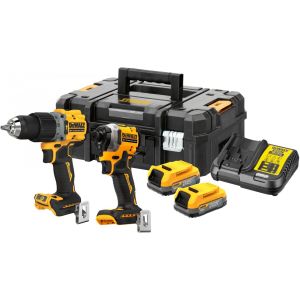 Аккумуляторный набор DEWALT DCK2050E2T, 18 В: дрель-шуруповерт DCD805 + шуруповерт DCF850, с 2 АКБ 1.7 Ач и ЗУ, в кейсе TSTAK