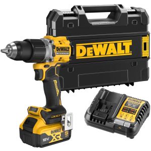 Ударная дрель-шуруповерт DEWALT DCD805P1T, 18 В, 2000 об/мин, 34000 уд/мин, с АКБ 5 Ач и ЗУ, в кейсе TSTAK (DCD805P1NT-XJ)