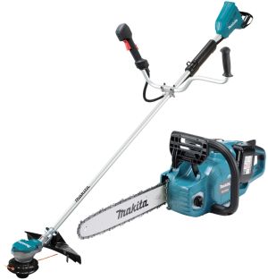 Аккумуляторный набор садовой техники Makita, 18 В: цепная пила DUC353 + триммер DUR368A, с 2 АКБ 5 Ач и ЗУ