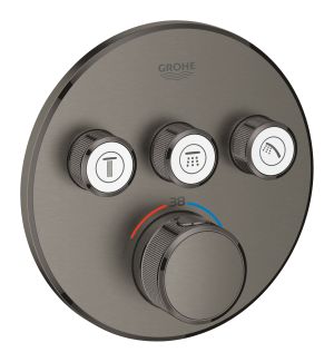 Внешняя часть термостата для душа GROHE Grohtherm SmartControl на 3 потребителя, круглая, темный графит матовый (29121AL0)