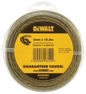 Леска для триммера DEWALT DT20650, витой квадрат, 2 мм, 15.2 м, 3 шт. (DT20650-QZ-3)
