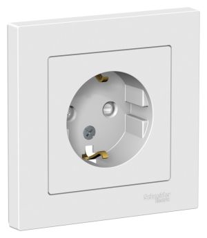 Розетка с заземлением со шторками 16А Systeme Electric (Schneider Electric) Atlas Design, лотос ATN001344