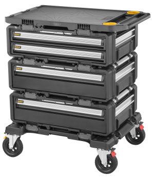 Модульная рабочая станция DEWALT TOUGHSYSTEM DXL DWST60510-1: 3 ящика для инструмента + рабочая поверхность, на колесной базе
